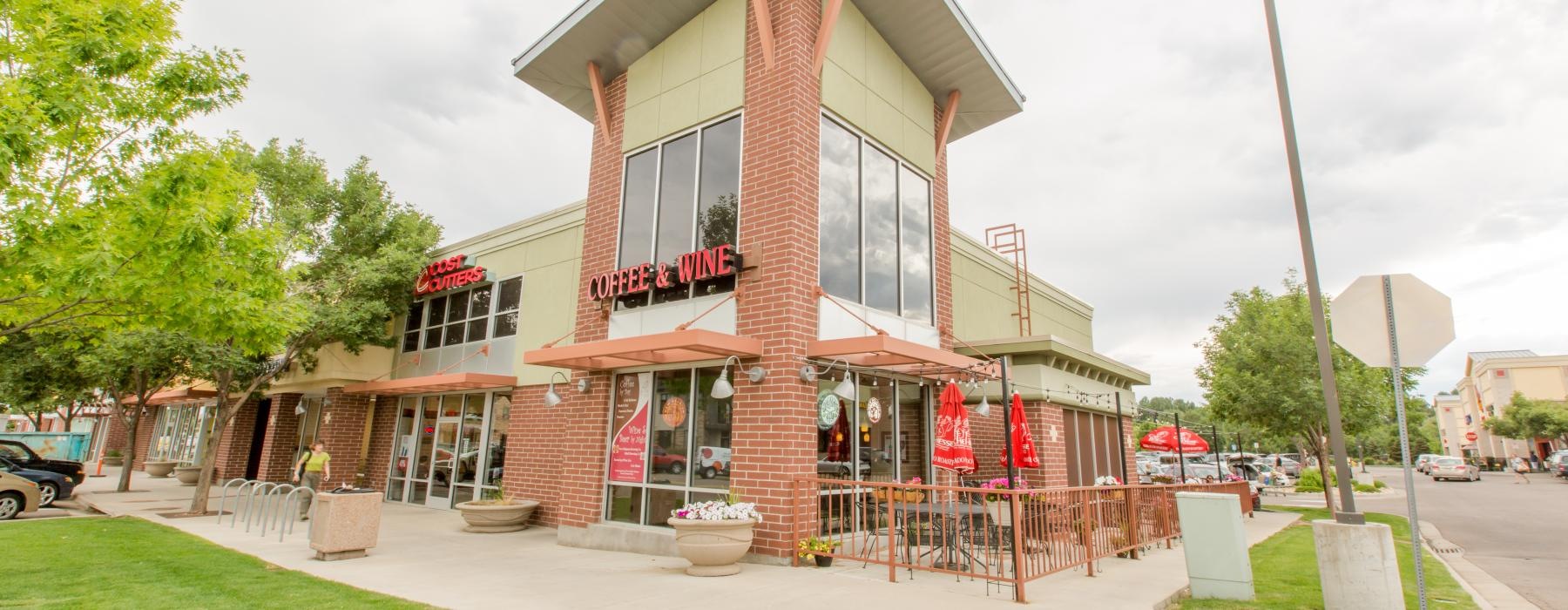 a building with a red and white exterior